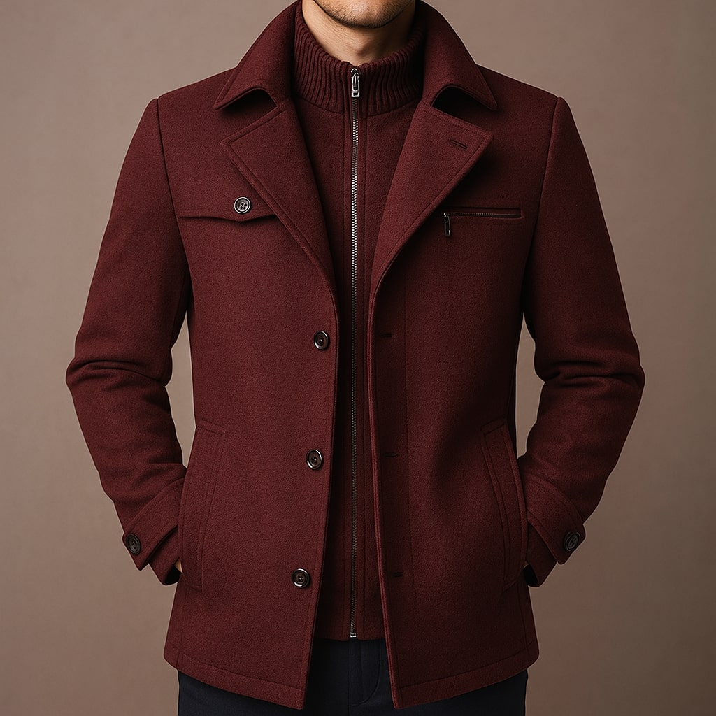 Windproof Wool Coat – Stylish Outerwear, Cold Weather Protection
