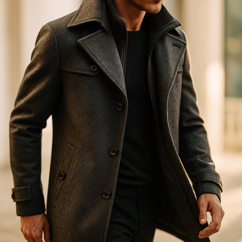 Windproof Wool Coat – Stylish Outerwear, Cold Weather Protection