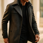Windproof Wool Coat – Stylish Outerwear, Cold Weather Protection