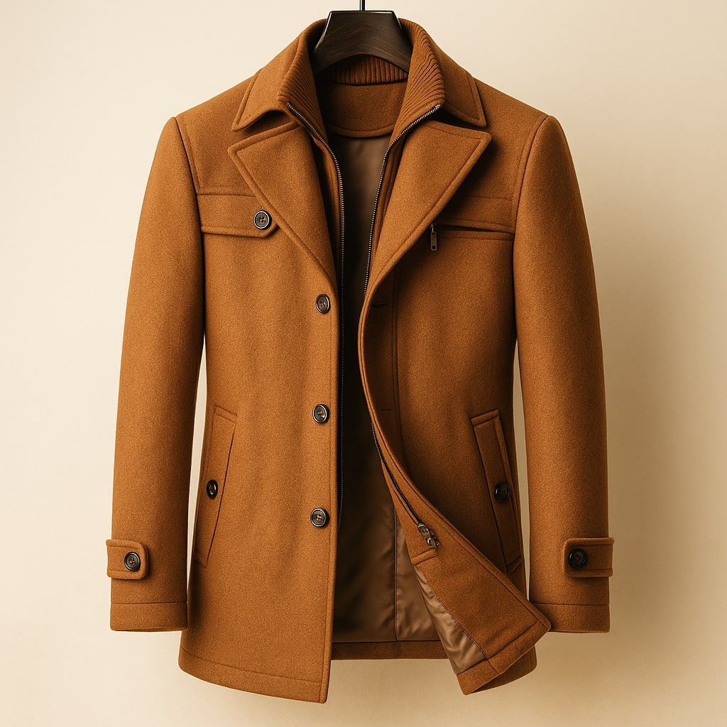 Windproof Wool Coat – Stylish Outerwear, Cold Weather Protection