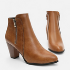 Women's Block Heel Ankle Boots with Side Zipper – Casual, Office