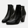 Women's Block Heel Ankle Boots with Side Zipper – Casual, Office