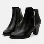 Women's Block Heel Ankle Boots with Side Zipper – Casual, Office