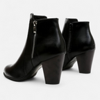 Women's Block Heel Ankle Boots with Side Zipper – Casual, Office