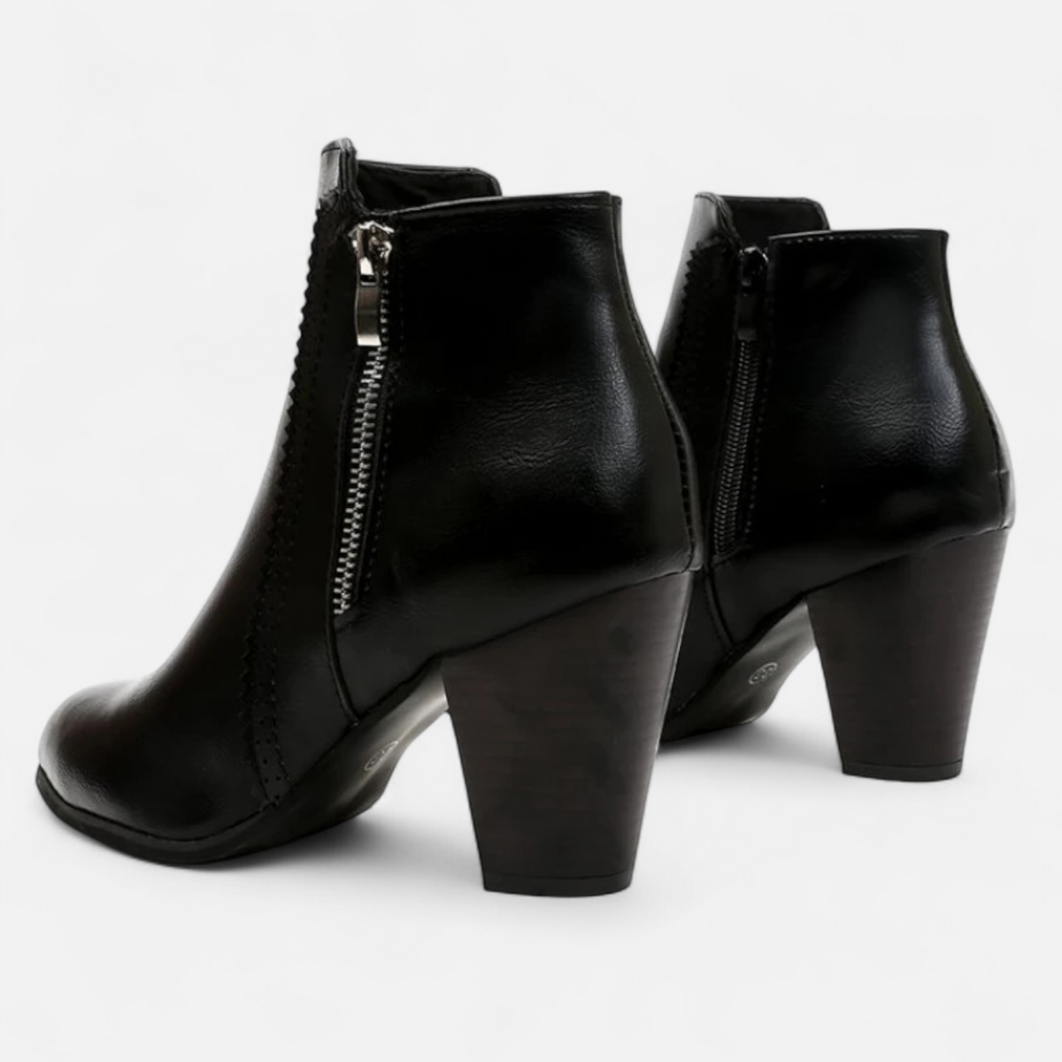 Women's Block Heel Ankle Boots with Side Zipper – Casual, Office