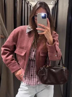Women's Cropped Zip-Up Bomber Jacket – Casual, Everyday Wear