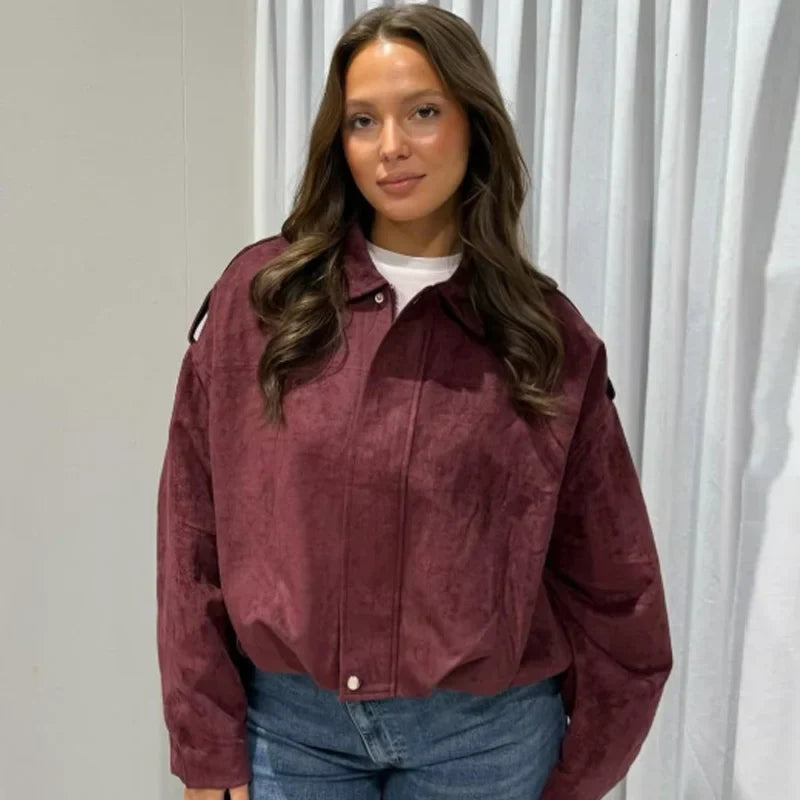 Women's Cropped Zip-Up Bomber Jacket – Casual, Everyday Wear