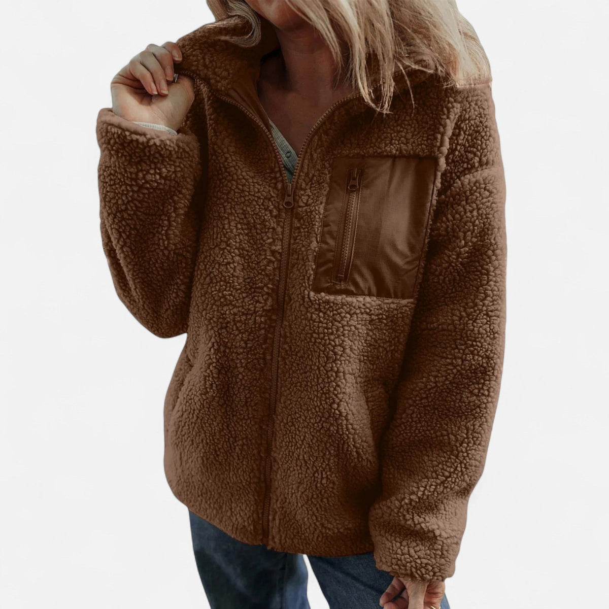 Women's Elegant Warm Fleece Teddy Coat – Casual, Winter Wear