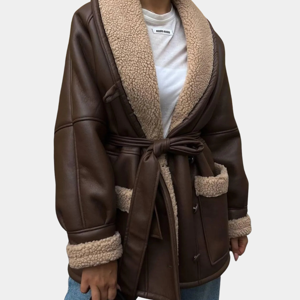 Women's Fashion Jacket with Belt – Casual, Office