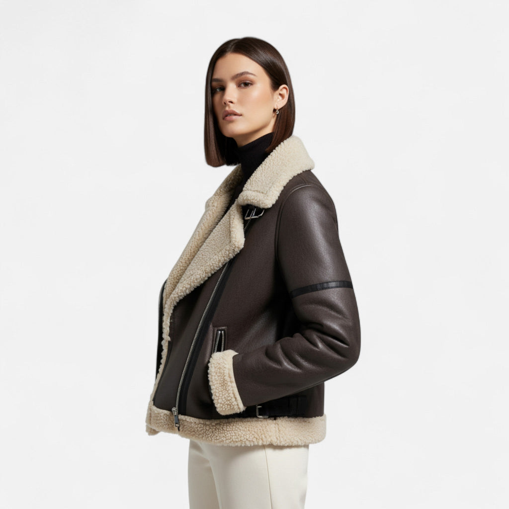 Women's Fitted Suede Leather Jacket – Casual, Office