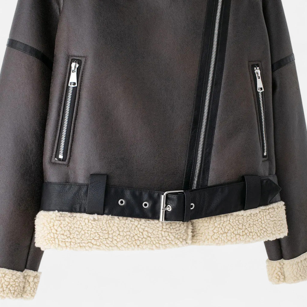 Women's Fitted Suede Leather Jacket – Casual, Office