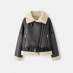 Women's Fitted Suede Leather Jacket – Casual, Office