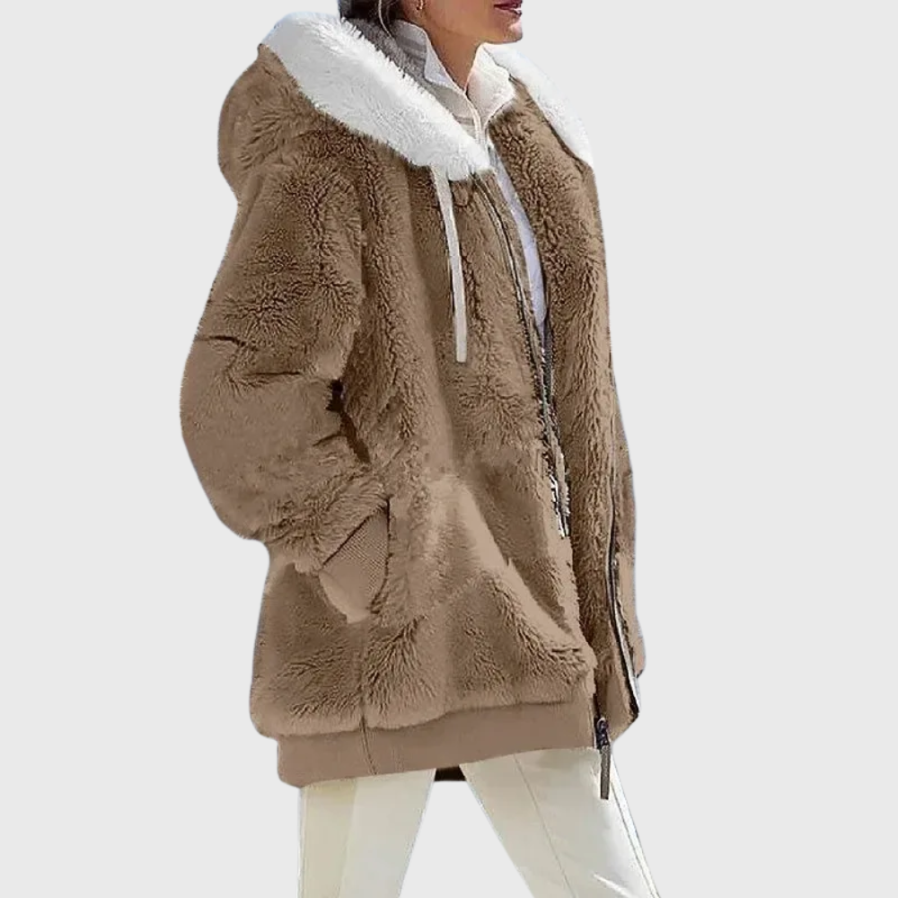 Women's Fleece Winter Jacket with Hood – Casual, Outdoor