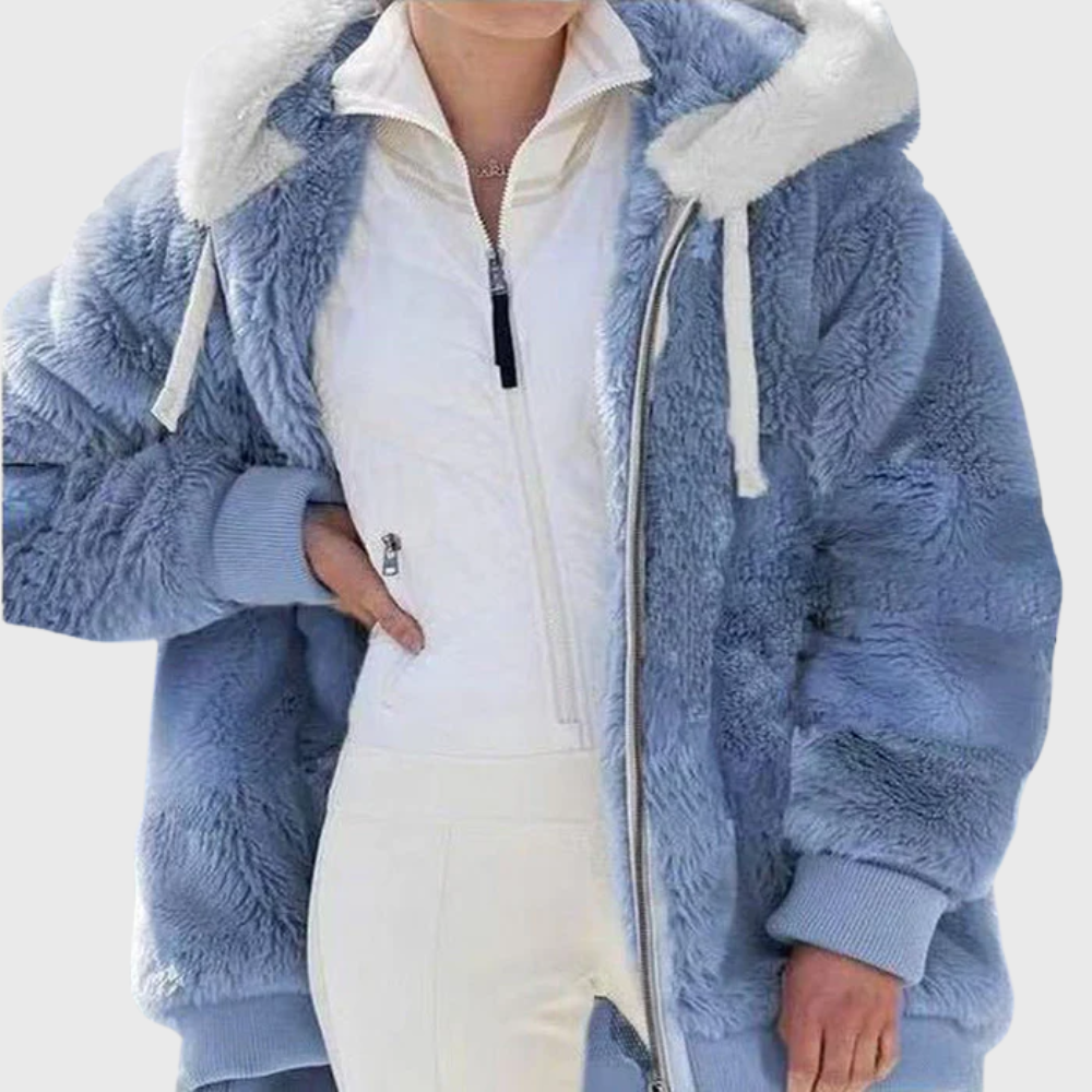 Women's Fleece Winter Jacket with Hood – Casual, Outdoor