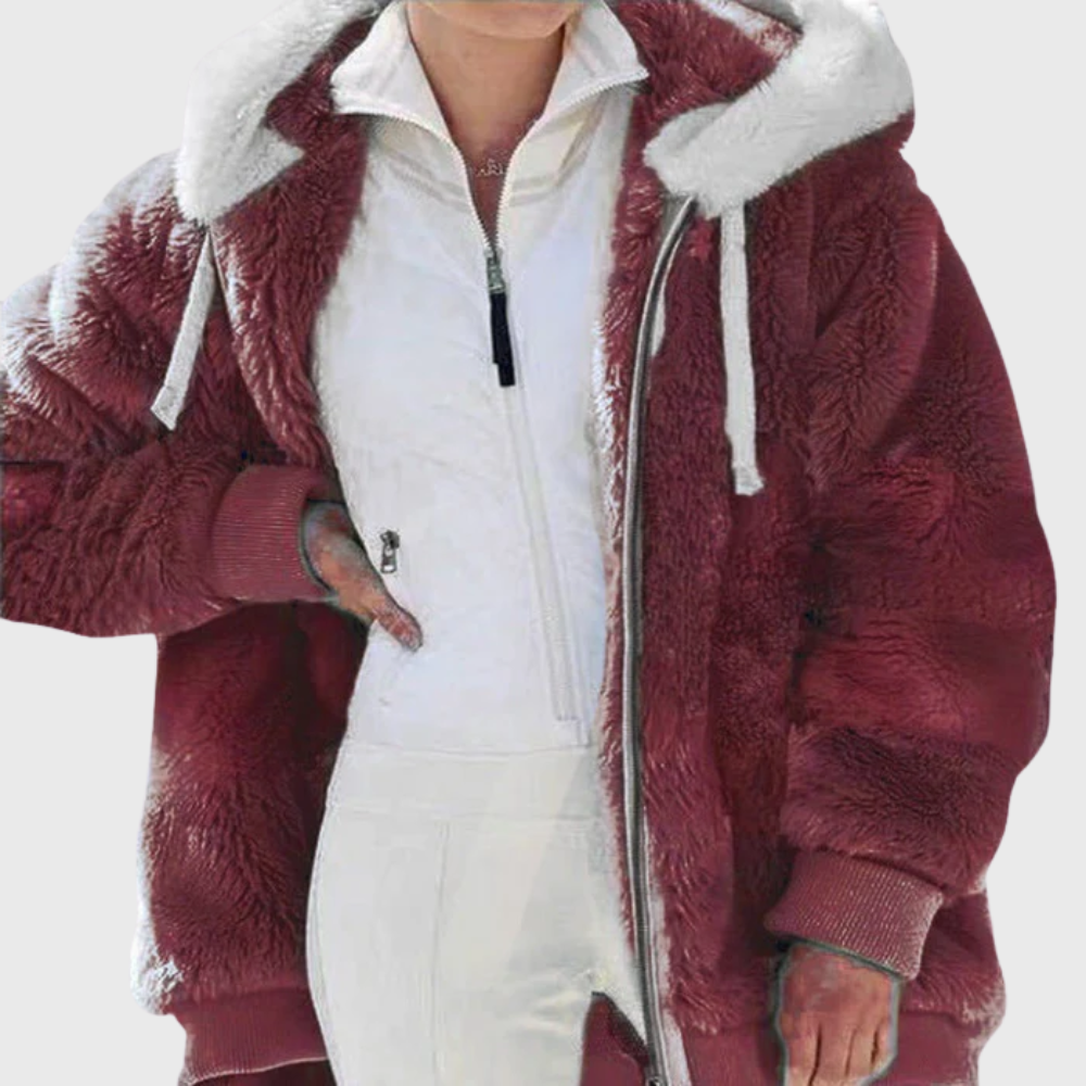 Women's Fleece Winter Jacket with Hood – Casual, Outdoor