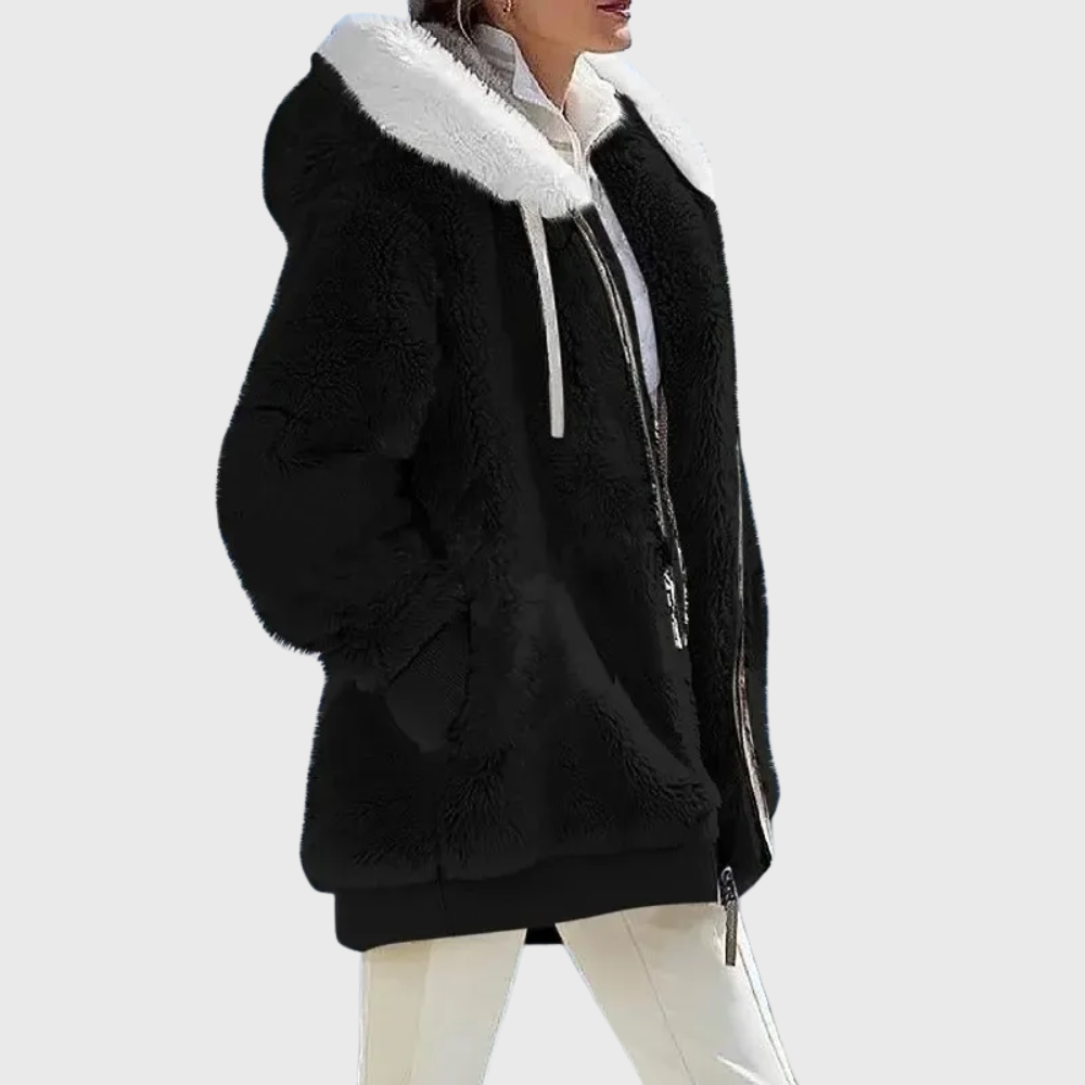 Women's Fleece Winter Jacket with Hood – Casual, Outdoor
