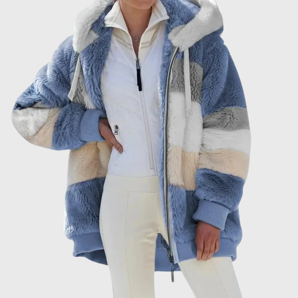 Women's Fleece Winter Jacket with Hood – Casual, Outdoor