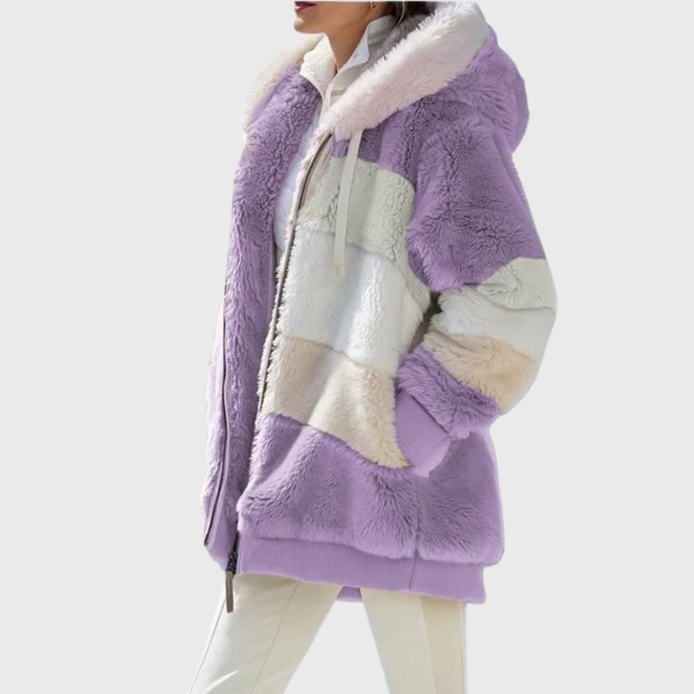 Women's Fleece Winter Jacket with Hood – Casual, Outdoor