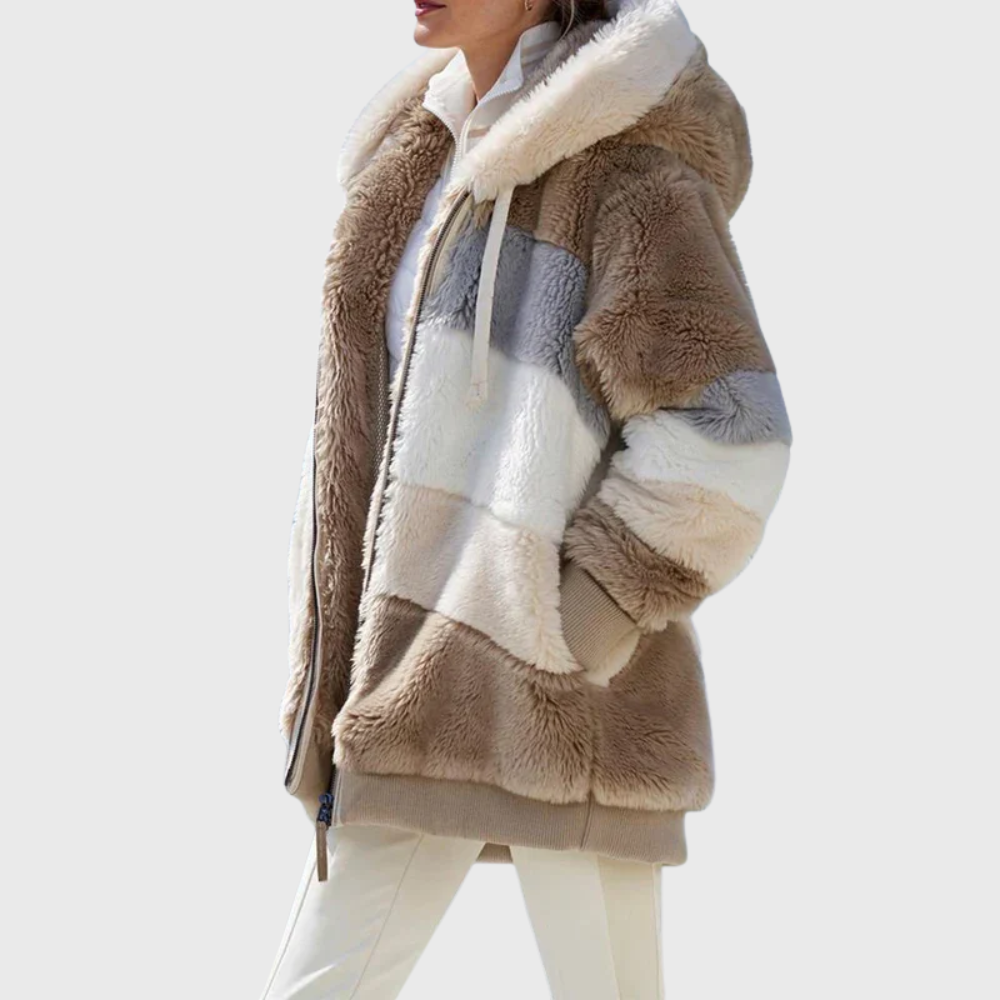 Women's Fleece Winter Jacket with Hood – Casual, Outdoor