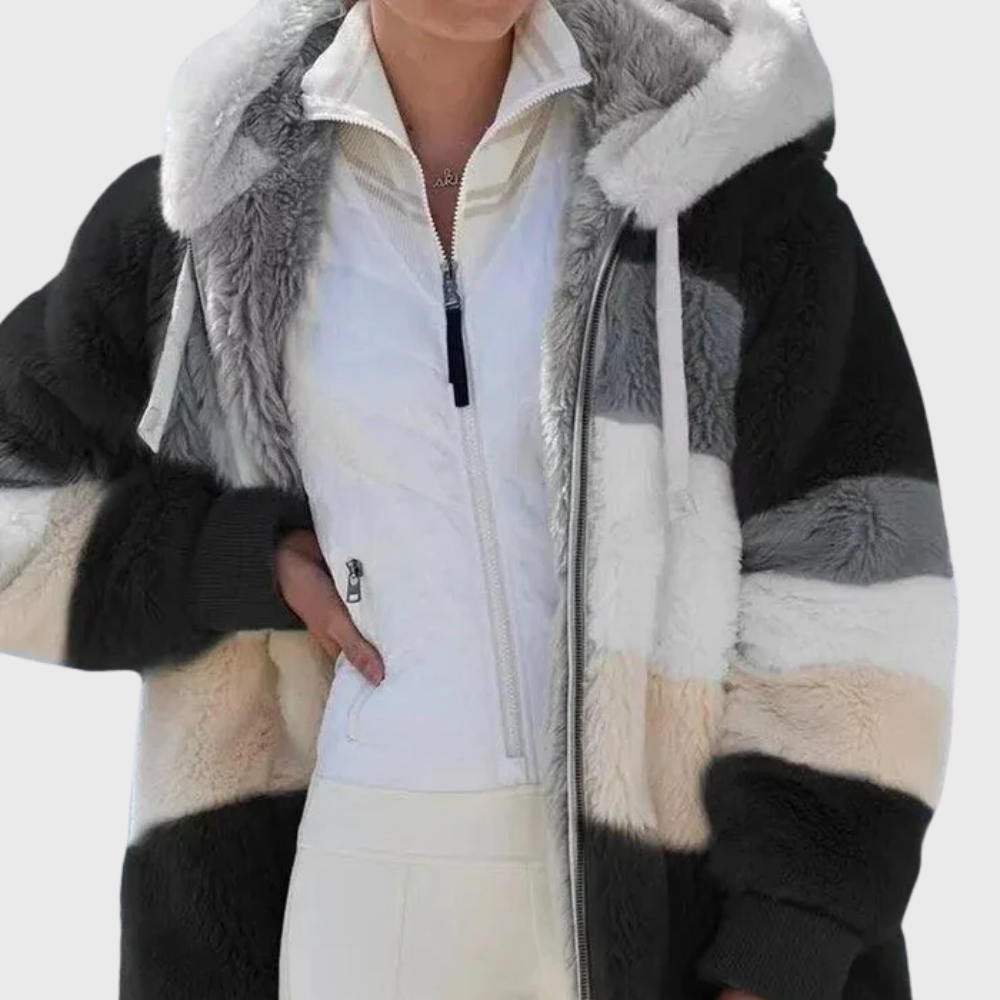 Women's Fleece Winter Jacket with Hood – Casual, Outdoor