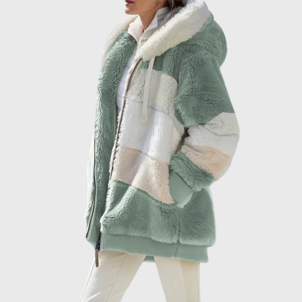 Women's Fleece Winter Jacket with Hood – Casual, Outdoor