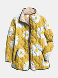 Women's Floral Daisy Quilted Jacket – Casual, Everyday Wear