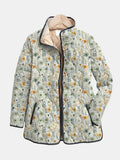 Women's Floral Print Quilted Jacket – Casual, Everyday Wear