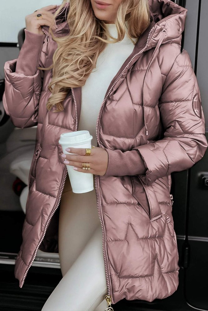 Women's Long Quilted Winter Jacket with Hood – Warm Puffer for Casual, Outdoor