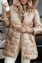 Women's Long Quilted Winter Jacket with Hood – Warm Puffer for Casual, Outdoor