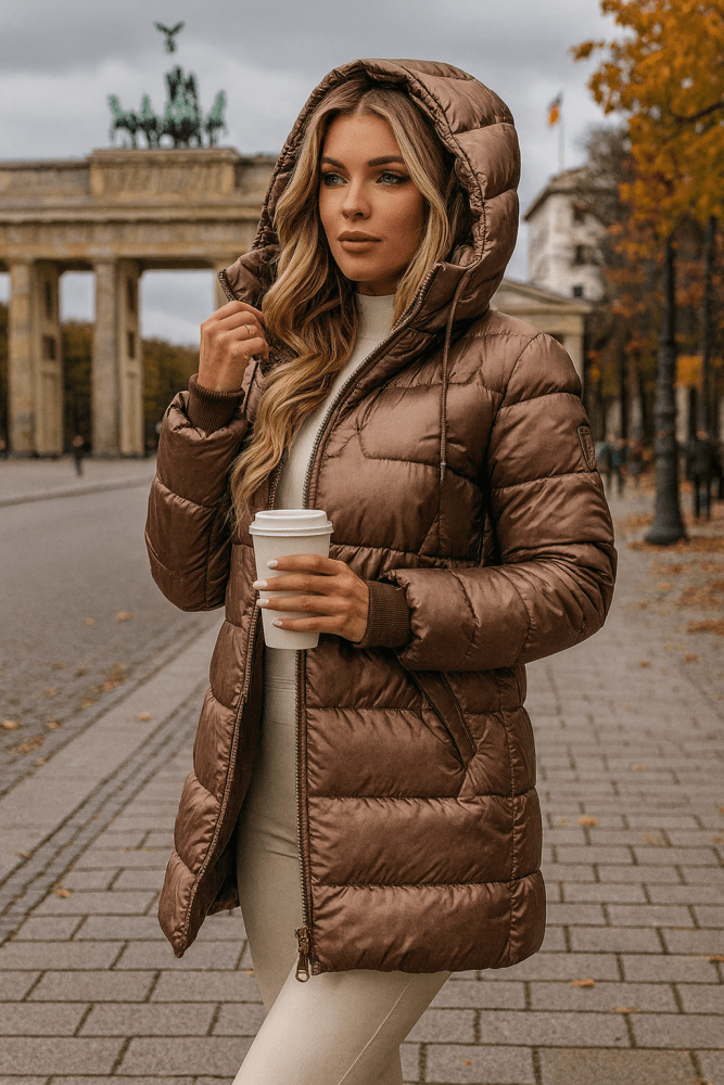 Women's Long Quilted Winter Jacket with Hood – Warm Puffer for Casual, Outdoor
