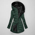 Women's Long Quilted Winter Jacket with Hood – Warm, Windproof – Outdoor, Casual