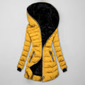 Women's Long Quilted Winter Jacket with Hood – Warm, Windproof – Outdoor, Casual