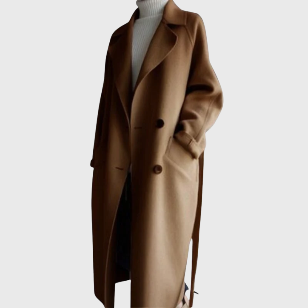Women's Longline Belted Coat – Casual, Office