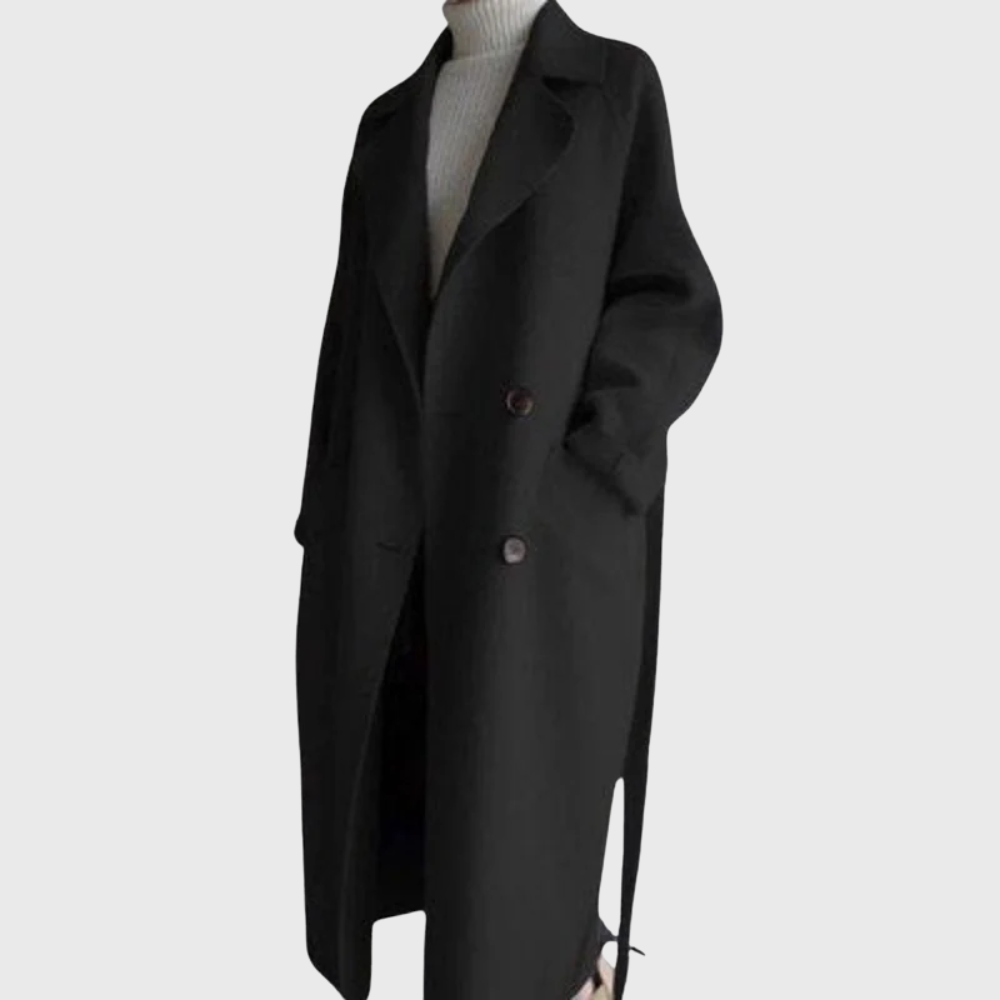 Women's Longline Belted Coat – Casual, Office