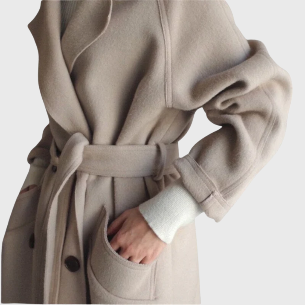 Women's Longline Belted Coat – Casual, Office