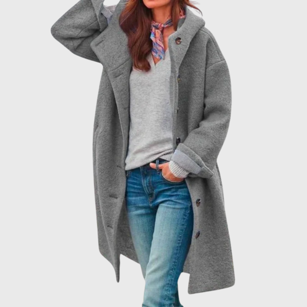 Women's Longline Button Hooded Coat – Casual, Everyday Wear
