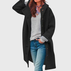 Women's Longline Button Hooded Coat – Casual, Everyday Wear