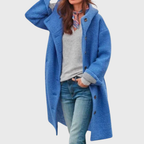 Women's Longline Button Hooded Coat – Casual, Everyday Wear