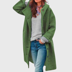 Women's Longline Button Hooded Coat – Casual, Everyday Wear