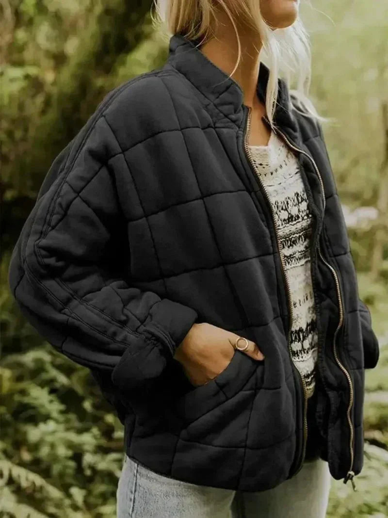 Women's Oversized Quilted Jacket - Lightweight, Warm-Lined – Casual, Everyday