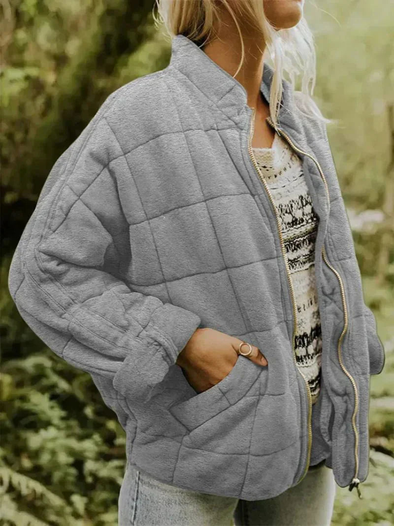 Women's Oversized Quilted Jacket - Lightweight, Warm-Lined – Casual, Everyday