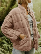 Women's Oversized Quilted Jacket - Lightweight, Warm-Lined – Casual, Everyday