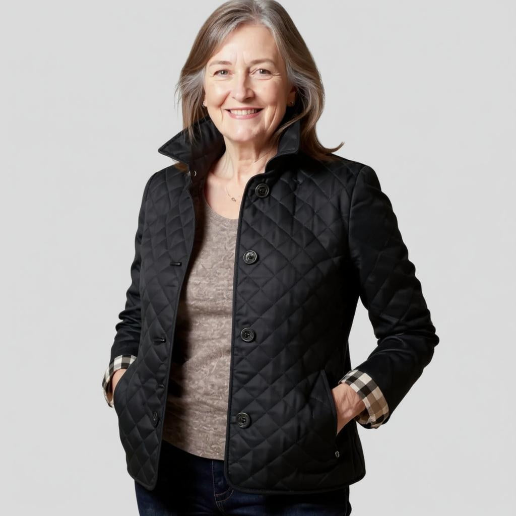 Women's Quilted Jacket Lightweight with Lapel Collar – Casual, Winter Wear