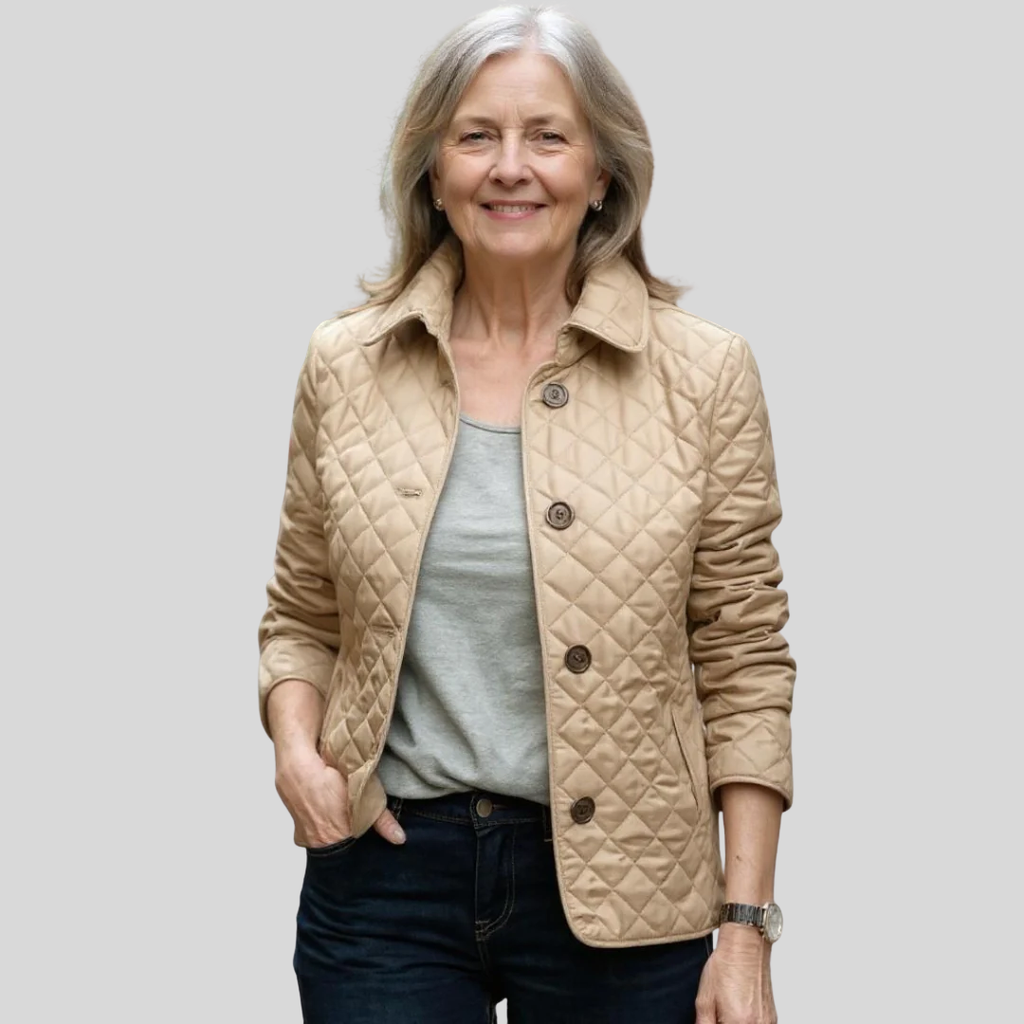 Women's Quilted Jacket Lightweight with Lapel Collar – Casual, Winter Wear