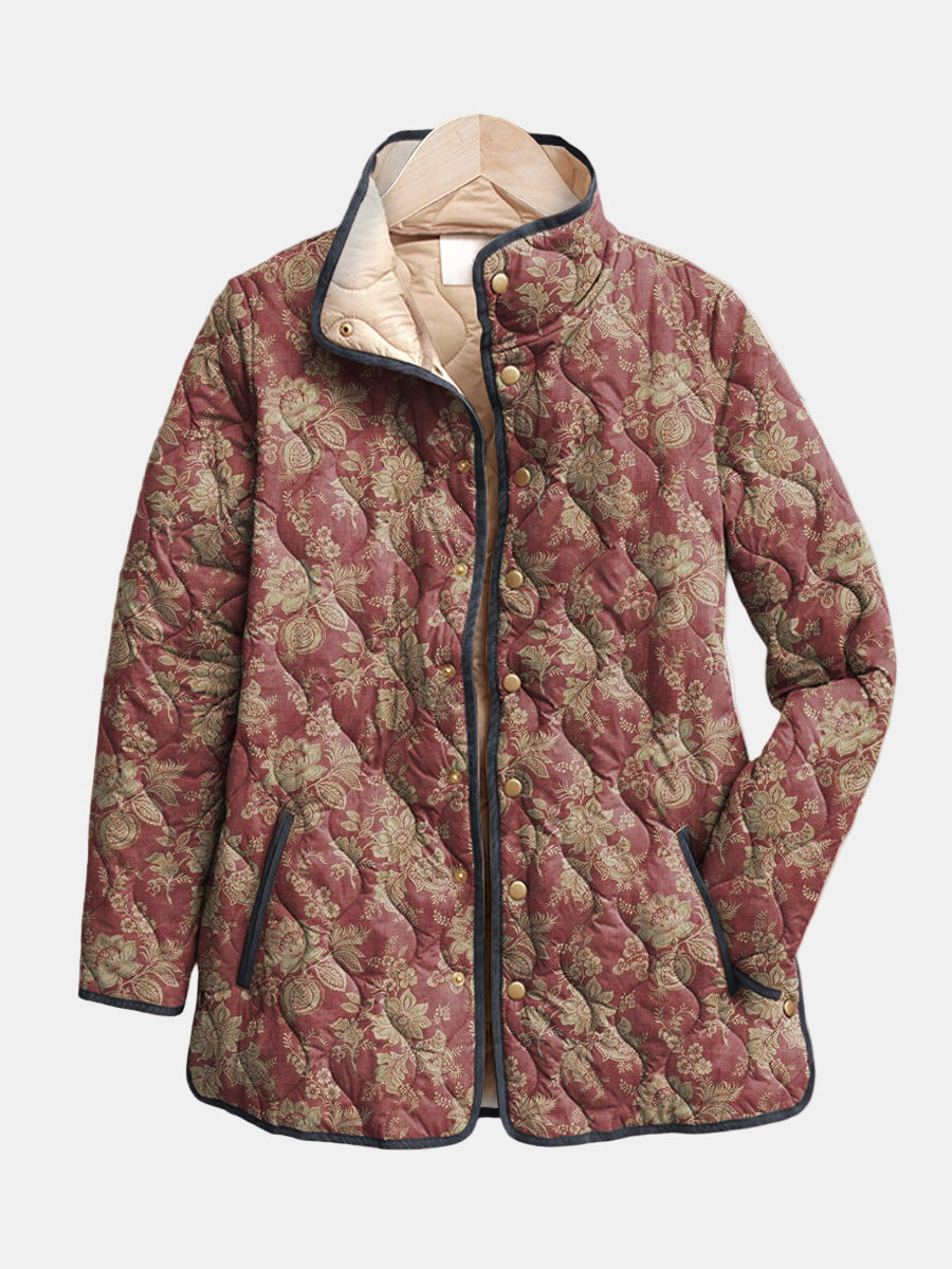 Women's Quilted Jacket | Retro Floral Design – Casual, Everyday Wear