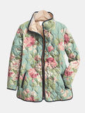 Women's Quilted Jacket with Floral Print – Casual, Everyday Wear