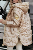 Women's Quilted Winter Coat with Hood - Elegant Warm Jacket – Casual, Outdoor