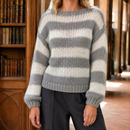 Women's Striped Sweater, Soft Relaxed-Fit – Casual Wear, Everyday Style
