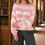 Women's Striped Sweater, Soft Relaxed-Fit – Casual Wear, Everyday Style
