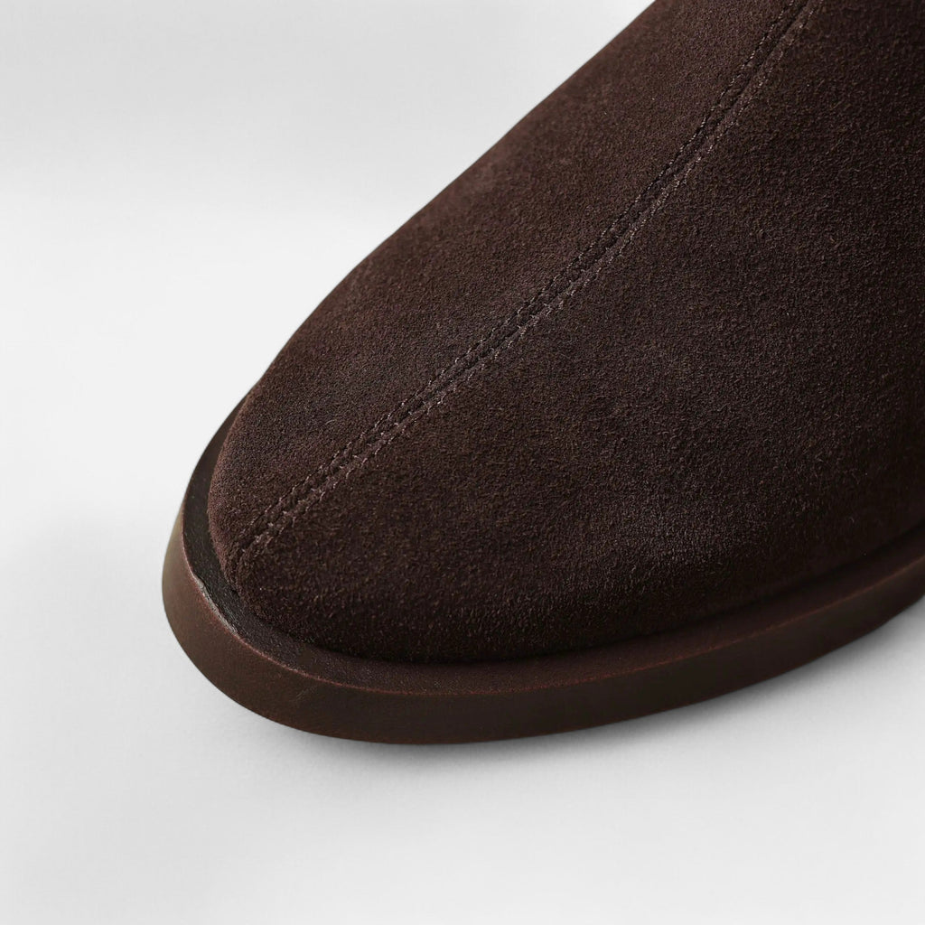Women's Suede Ankle Boots with Square Toe and Mid Heel – Casual, Office
